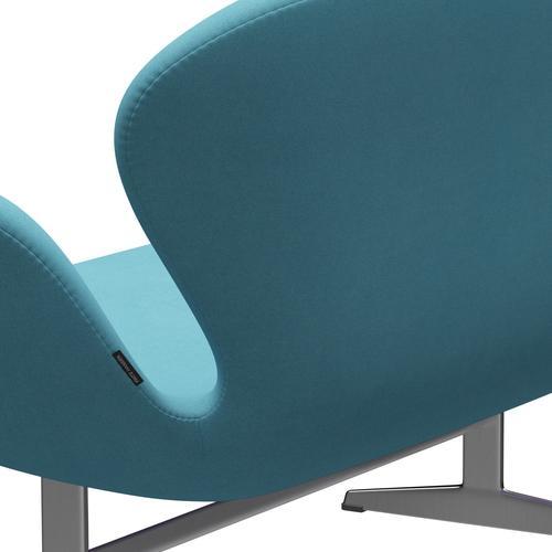 [product_category]-Fritz Hansen Swan Sofa 2 Seater, Satin Brushed Aluminium/Divina Turquoise Light-Fritz Hansen-3321-DIV836-SPAL-FRI-5