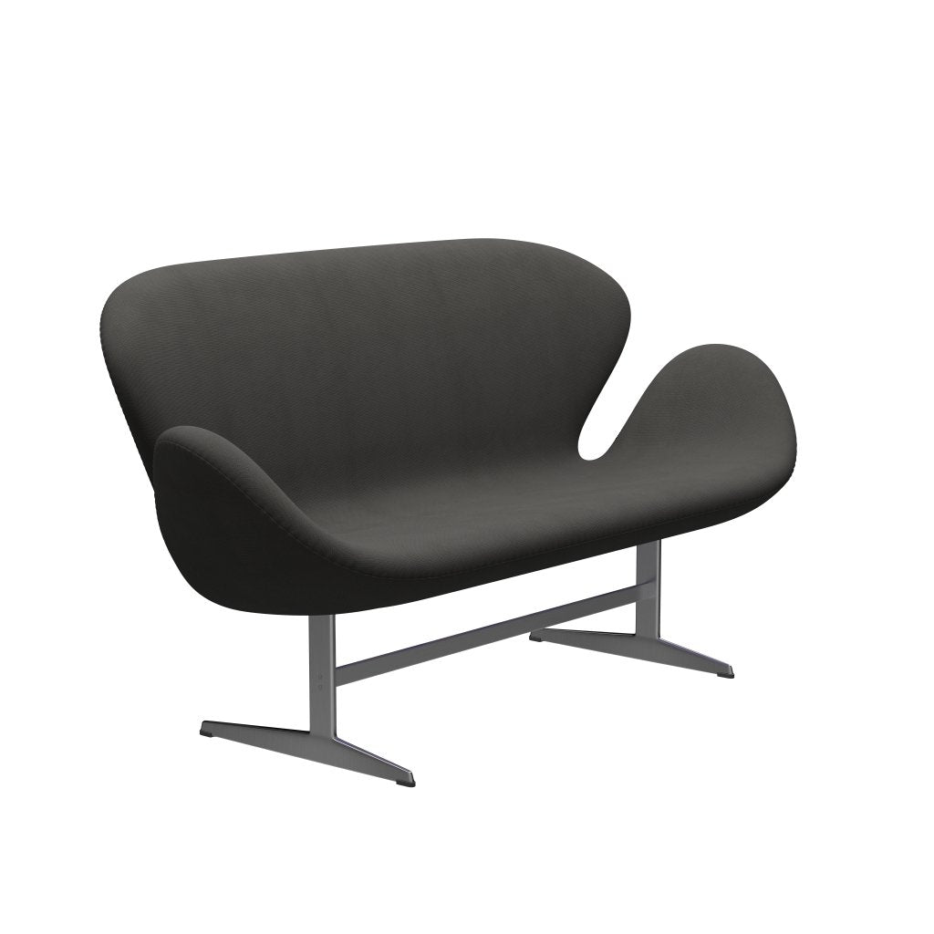 [product_category]-Fritz Hansen Swan Sofa 2 Seater, Satin Brushed Aluminium/Fame Brown (61060)-Fritz Hansen-3321-F61060-SPAL-FRI-2