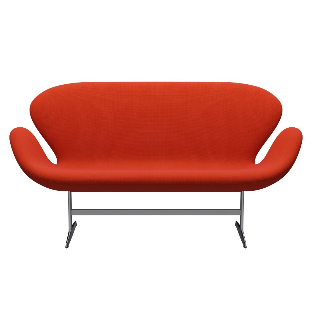 [product_category]-Fritz Hansen Swan Sofa 2 Seater, Satin Brushed Aluminium/Fame Orange Dark-Fritz Hansen-3321-F63078-SPAL-FRI-1
