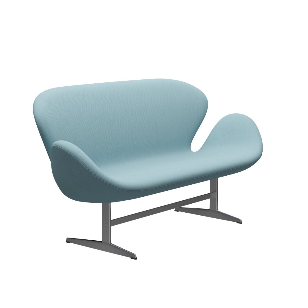 [product_category]-Fritz Hansen Swan Sofa 2 Seater, Satin Brushed Aluminium/Fame Turquoise Light-Fritz Hansen-3321-F67068-SPAL-FRI-2