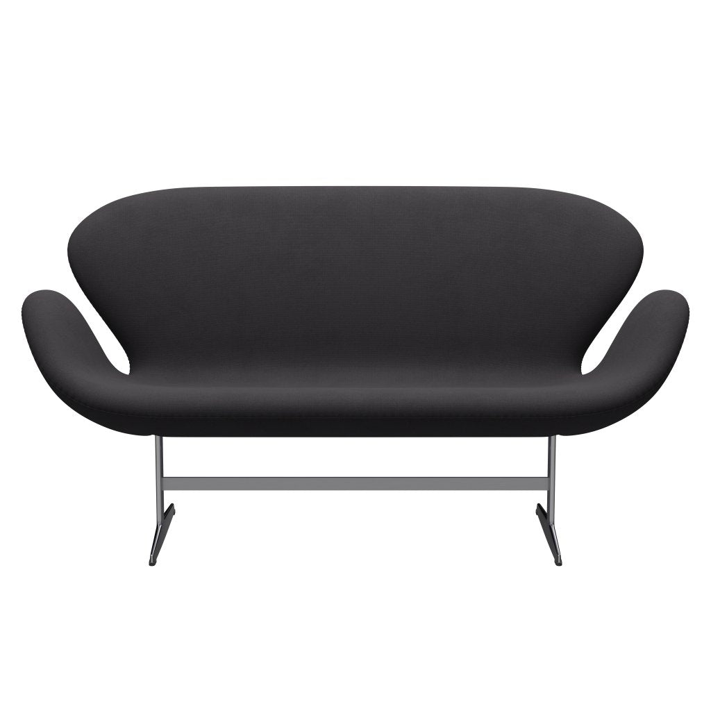 [product_category]-Fritz Hansen Swan Sofa 2 Seater, Satin Brushed Aluminium/Fiord Black-Fritz Hansen-3321-FIO981-SPAL-FRI-1