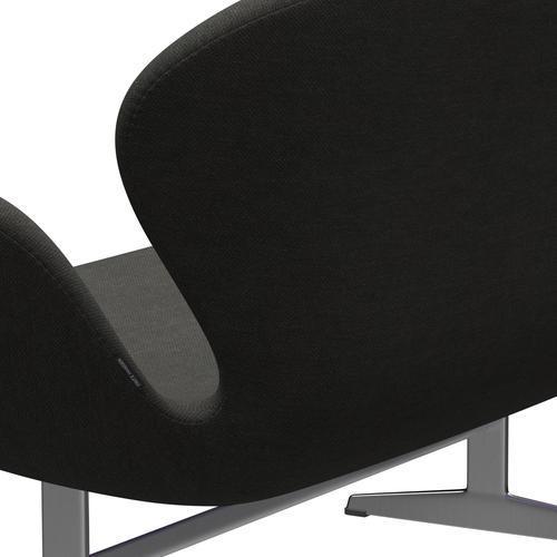 [product_category]-Fritz Hansen Swan Sofa 2 Seater, Satin Brushed Aluminium/Fiord Black/Brown-Fritz Hansen-3321-FIO391-SPAL-FRI-5