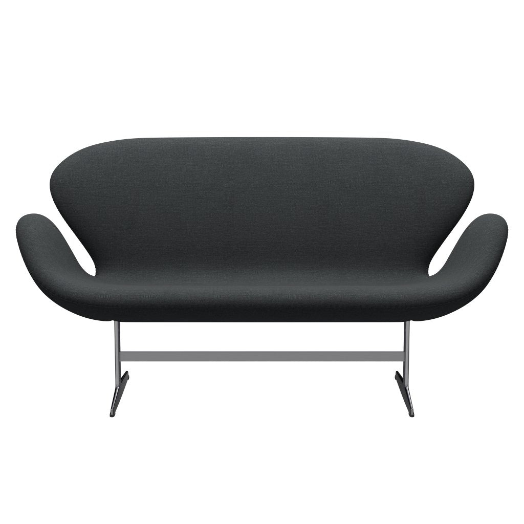 [product_category]-Fritz Hansen Swan Sofa 2 Seater, Satin Brushed Aluminium/Fiord Dark Grey Multicoloured-Fritz Hansen-3321-FIO191-SPAL-FRI-1