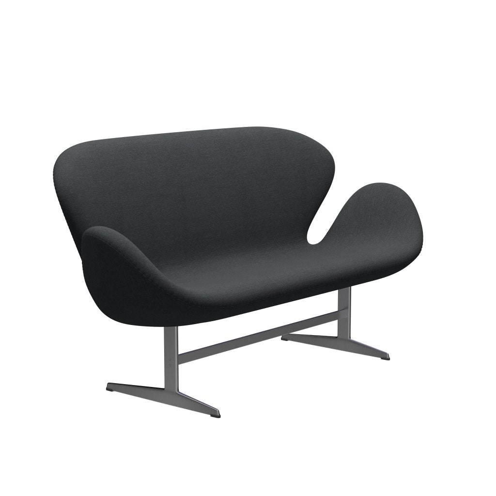 [product_category]-Fritz Hansen Swan Sofa 2 Seater, Satin Brushed Aluminium/Fiord Dark Grey Multicoloured-Fritz Hansen-3321-FIO191-SPAL-FRI-2