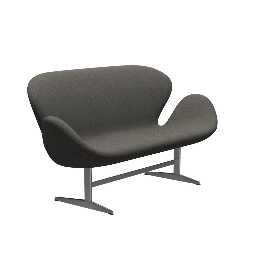 [product_category]-Fritz Hansen Swan Sofa 2 Seater, Satin Brushed Aluminium/Fiord Dark Grey/Stone-Fritz Hansen-3321-FIO371-SPAL-FRI-2