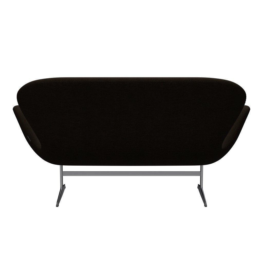 [product_category]-Fritz Hansen Swan Sofa 2 Seater, Satin Brushed Aluminium/Hallingdal Black/Brown-Fritz Hansen-3321-HAL370-SPAL-FRI-4