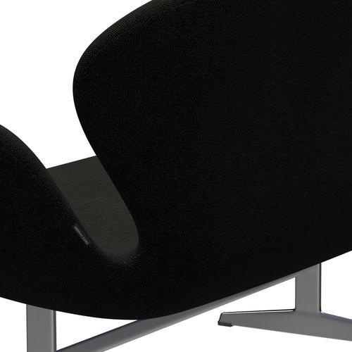 [product_category]-Fritz Hansen Swan Sofa 2 Seater, Satin Brushed Aluminium/Hallingdal Black/Grey (173)-Fritz Hansen-3321-HAL173-SPAL-FRI-5