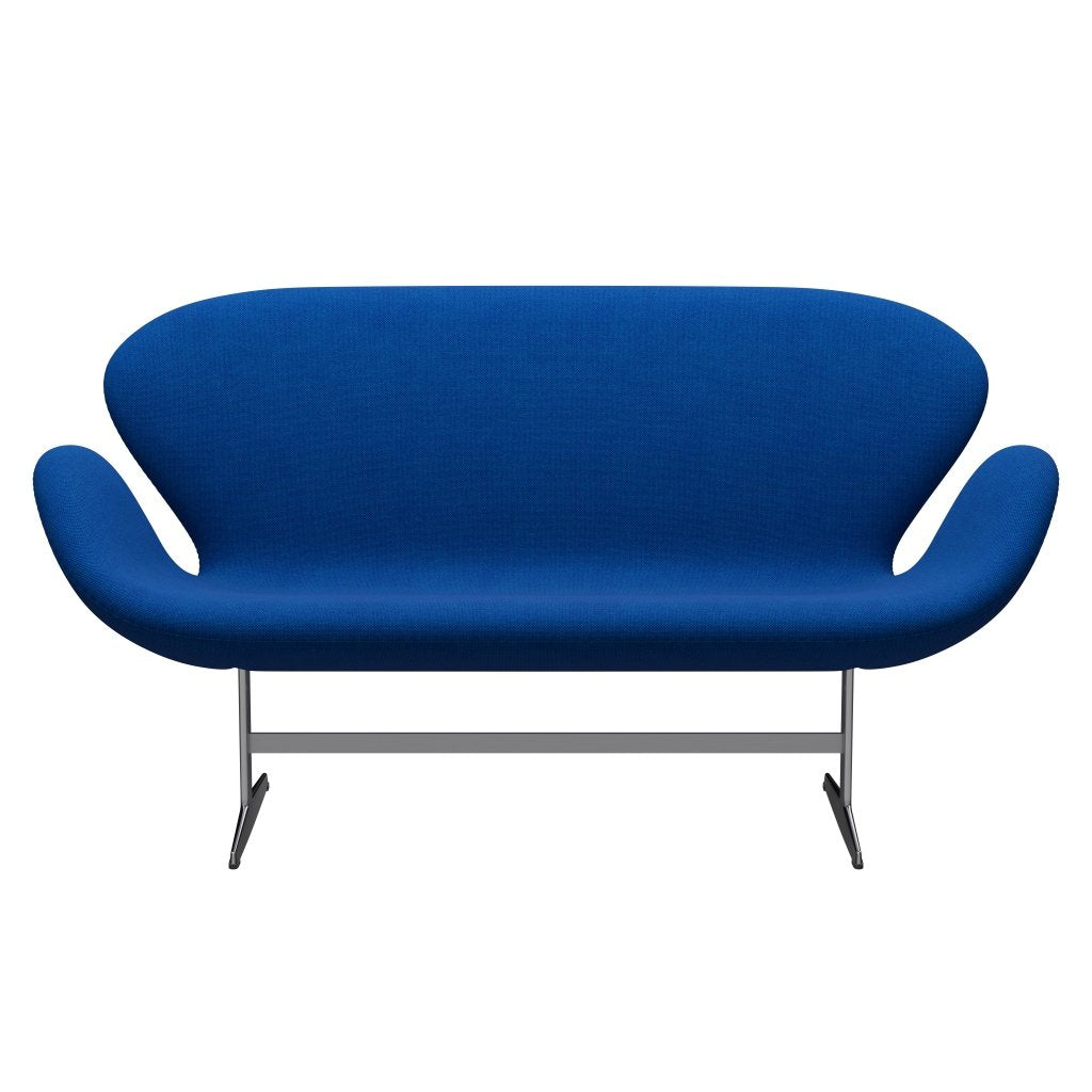 [product_category]-Fritz Hansen Swan Sofa 2 Seater, Satin Brushed Aluminium/Hallingdal Blue/Light Turquoise-Fritz Hansen-3321-HAL810-SPAL-FRI-1