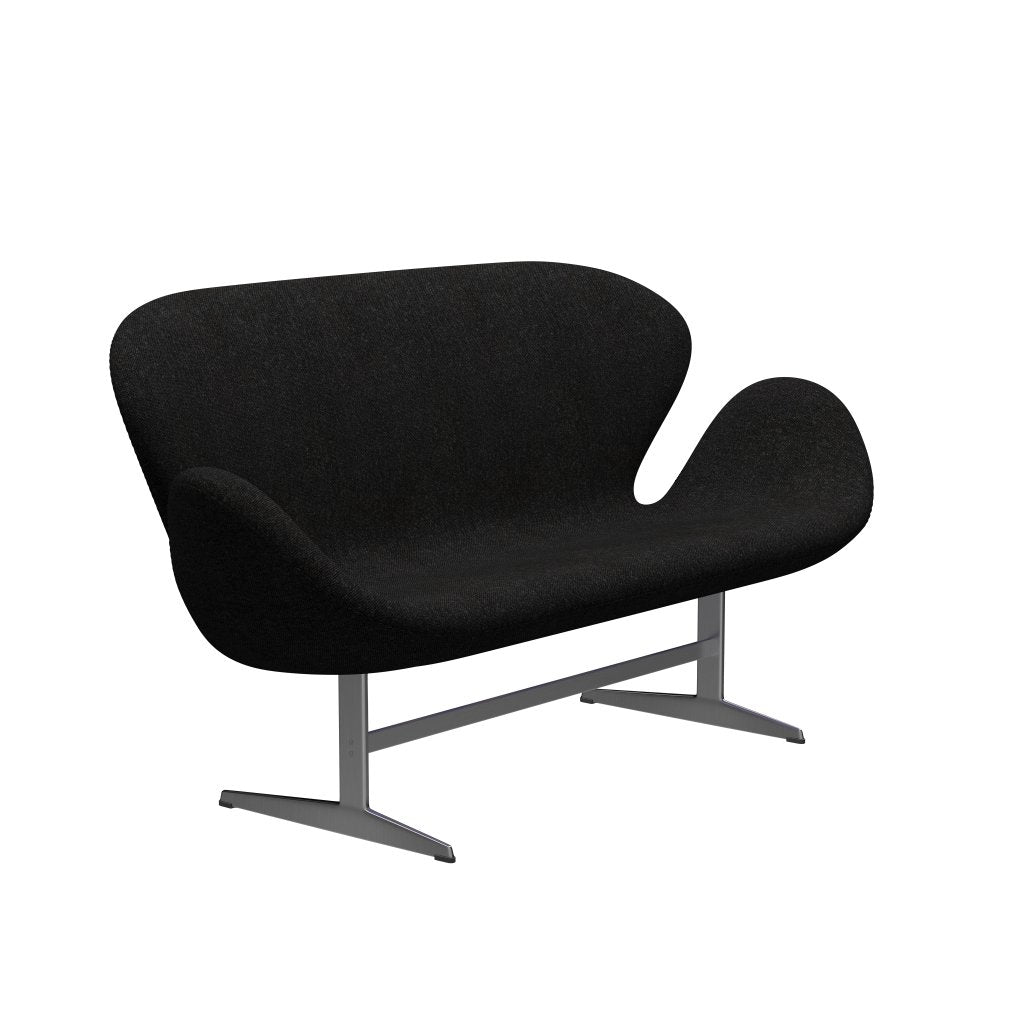 [product_category]-Fritz Hansen Swan Sofa 2 Seater, Satin Brushed Aluminium/Hallingdal Charcoal-Fritz Hansen-3321-HAL180-SPAL-FRI-2