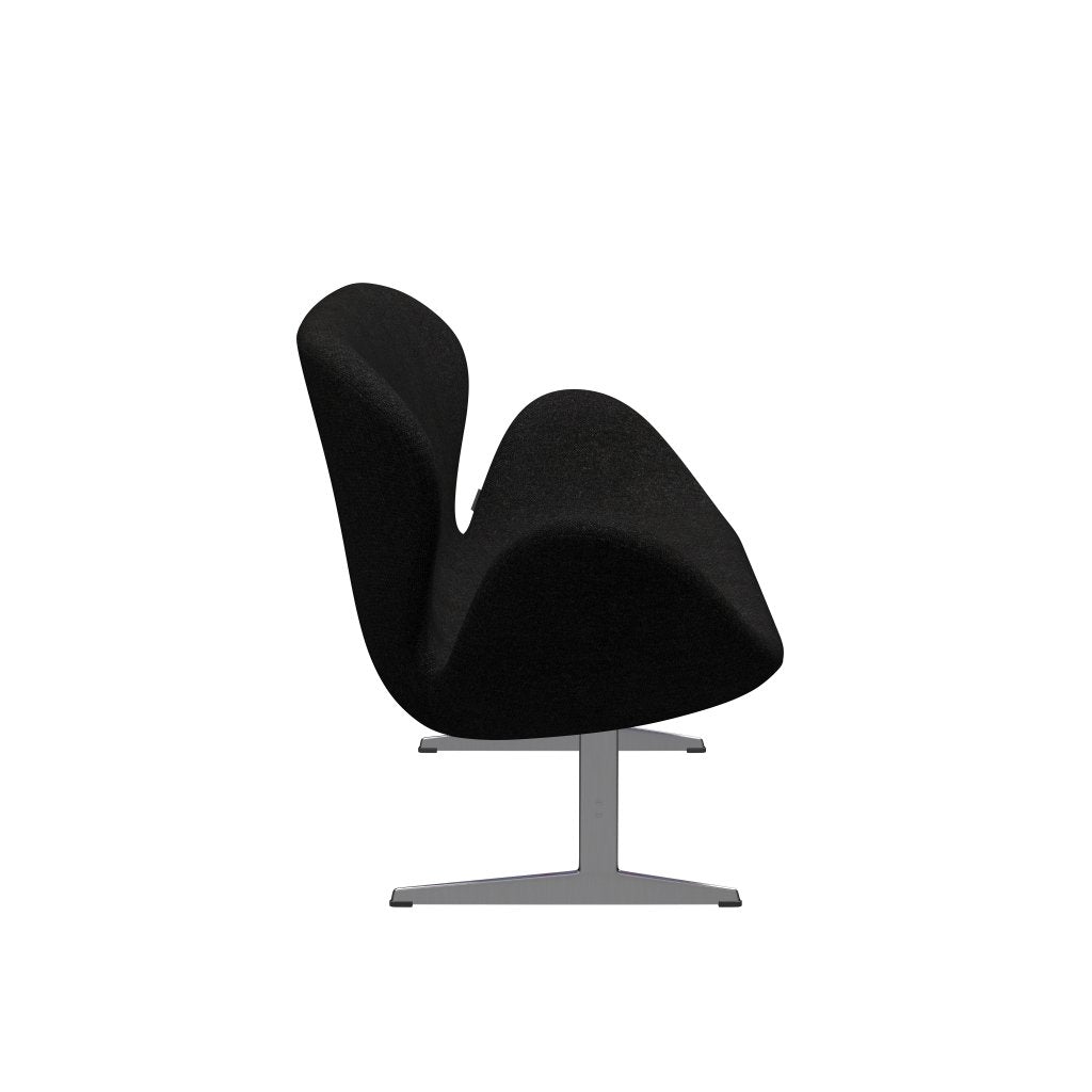 [product_category]-Fritz Hansen Swan Sofa 2 Seater, Satin Brushed Aluminium/Hallingdal Charcoal-Fritz Hansen-3321-HAL180-SPAL-FRI-3