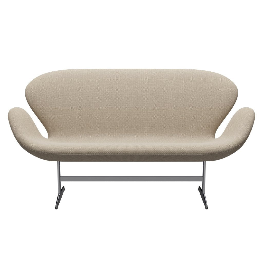 [product_category]-Fritz Hansen Swan Sofa 2 Seater, Satin Brushed Aluminium/Hallingdal Sand-Fritz Hansen-3321-HAL200-SPAL-FRI-1