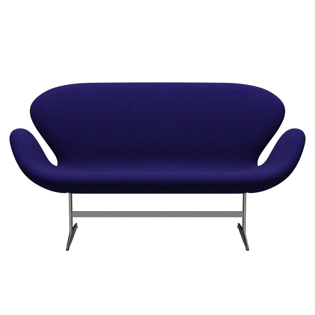 [product_category]-Fritz Hansen Swan Sofa 2 Seater, Satin Brushed Aluminium/Hallingdal Violet Dark-Fritz Hansen-3321-HAL763-SPAL-FRI-1