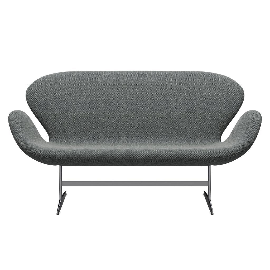 [product_category]-Fritz Hansen Swan Sofa 2 Seater, Satin Brushed Aluminium/Hallingdal White Black-Fritz Hansen-3321-HAL166-SPAL-FRI-1