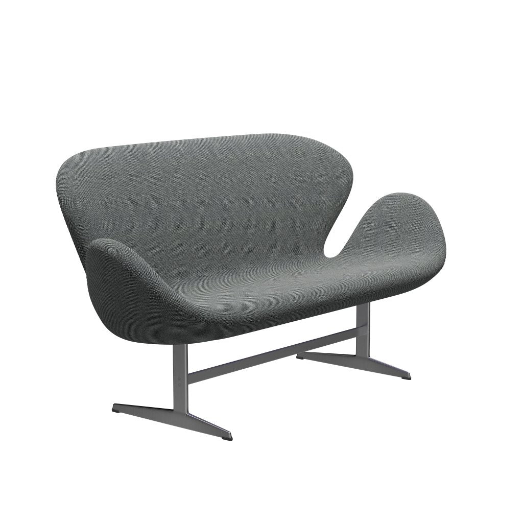 [product_category]-Fritz Hansen Swan Sofa 2 Seater, Satin Brushed Aluminium/Hallingdal White Black-Fritz Hansen-3321-HAL166-SPAL-FRI-2