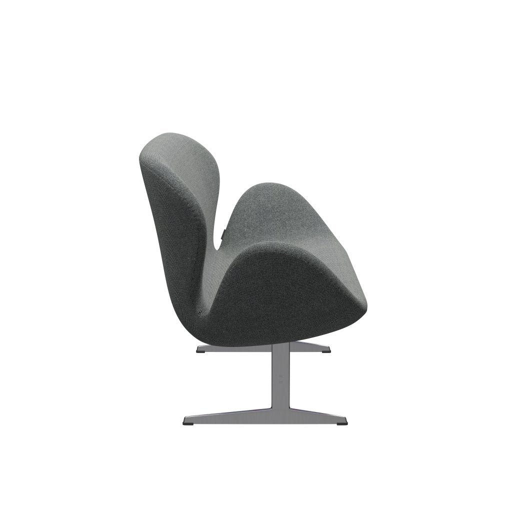 [product_category]-Fritz Hansen Swan Sofa 2 Seater, Satin Brushed Aluminium/Hallingdal White Black-Fritz Hansen-3321-HAL166-SPAL-FRI-3