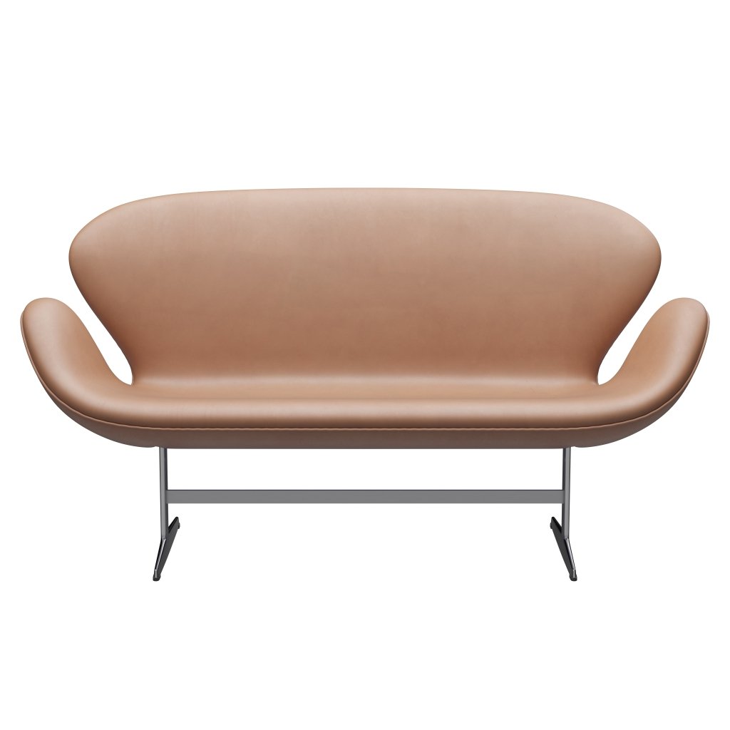 [product_category]-Fritz Hansen Swan Sofa 2 Seater, Satin Brushed Aluminium/Rustic Rustic Rustic-Fritz Hansen-3321-RUSTIC-SPAL-FRI-1