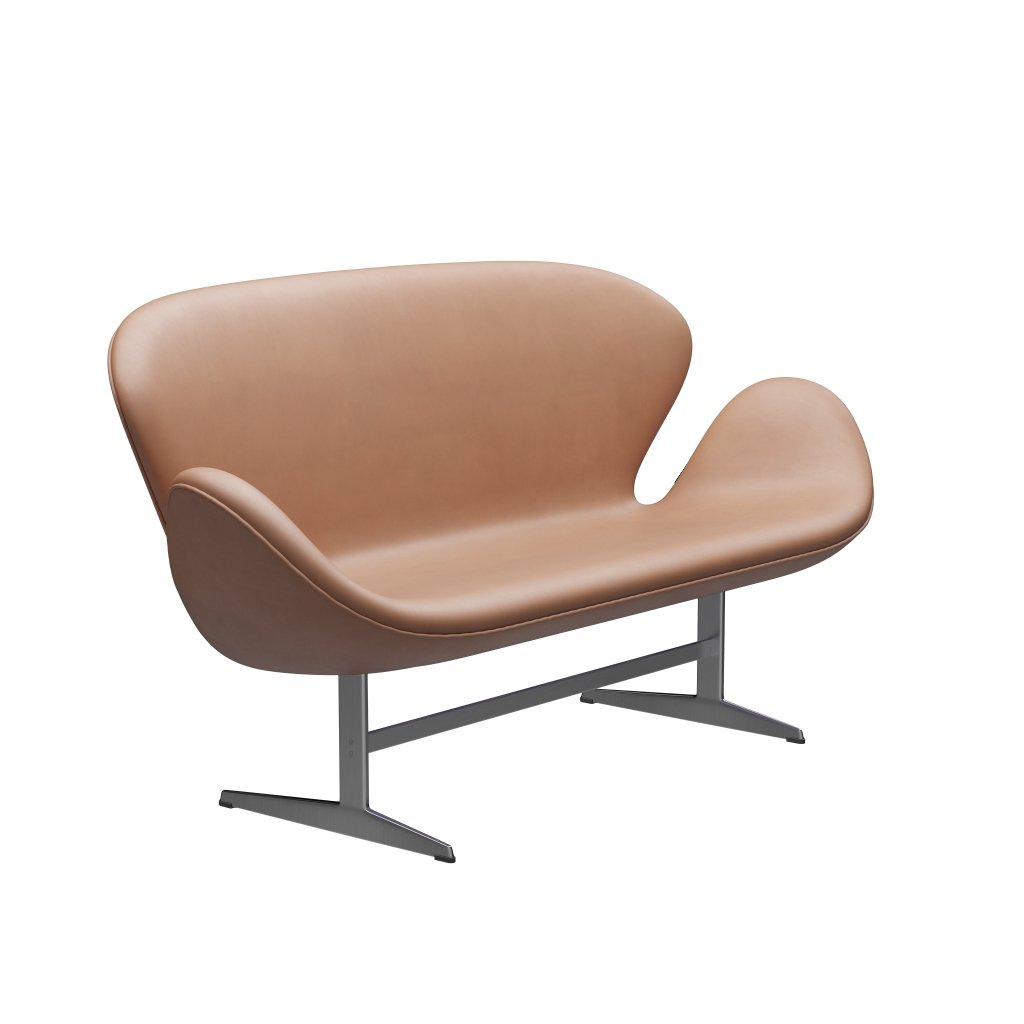 [product_category]-Fritz Hansen Swan Sofa 2 Seater, Satin Brushed Aluminium/Rustic Rustic Rustic-Fritz Hansen-3321-RUSTIC-SPAL-FRI-2