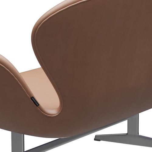 [product_category]-Fritz Hansen Swan Sofa 2 Seater, Satin Brushed Aluminium/Rustic Rustic Rustic-Fritz Hansen-3321-RUSTIC-SPAL-FRI-5