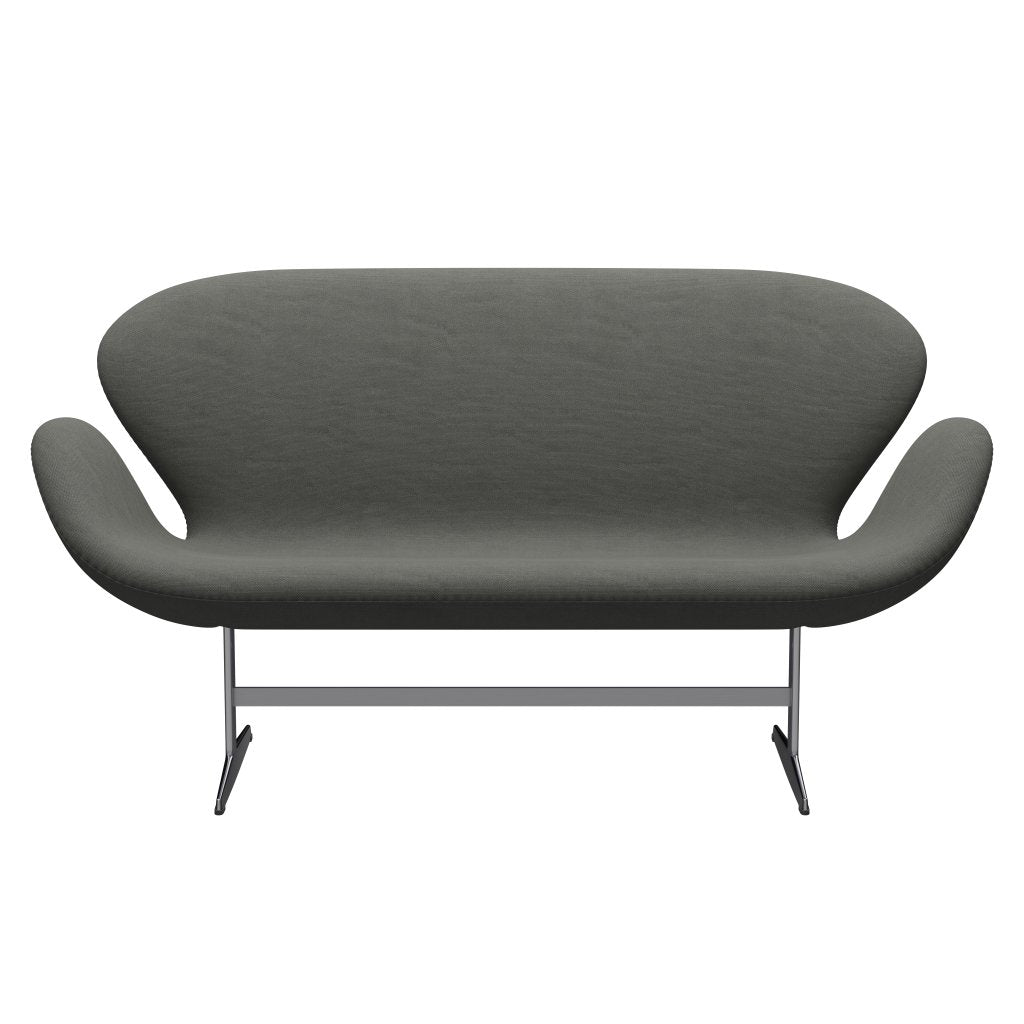 [product_category]-Fritz Hansen Swan Sofa 2 Seater, Satin Brushed Aluminium/Steelcut Grey-Fritz Hansen-3321-STI160-SPAL-FRI-1
