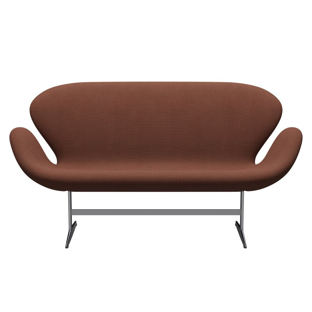 [product_category]-Fritz Hansen Swan Sofa 2 Seater, Satin Brushed Aluminium/Steelcut Medium Brown-Fritz Hansen-3321-STI365-SPAL-FRI-1