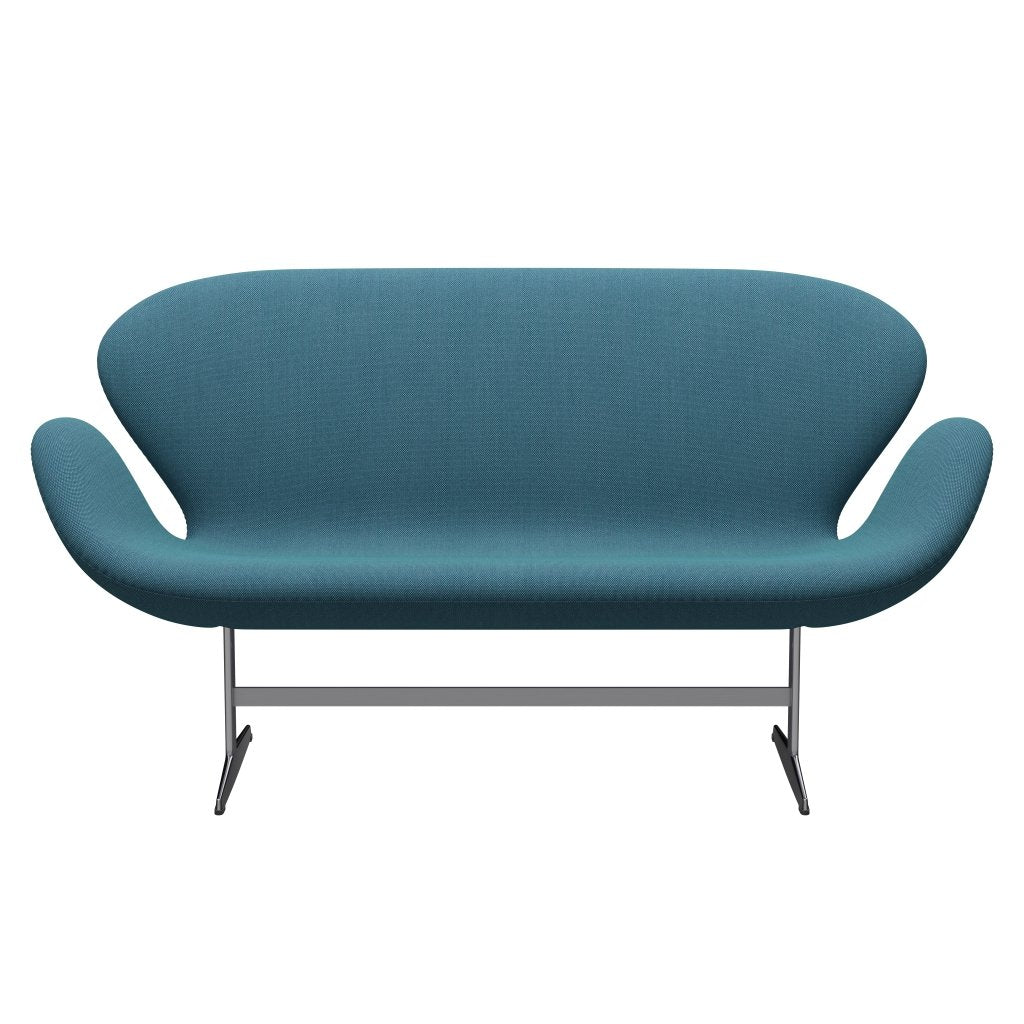 [product_category]-Fritz Hansen Swan Sofa 2 Seater, Satin Brushed Aluminium/Steelcut Trio Turquoise-Fritz Hansen-3321-STR983-SPAL-FRI-1
