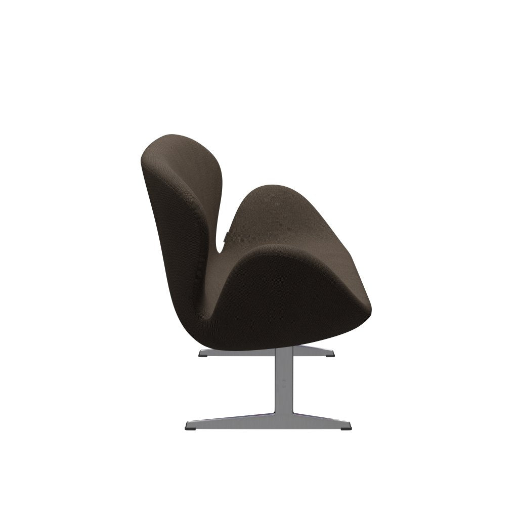 [product_category]-Fritz Hansen Swan Sofa 2 Seater, Satin Brushed Aluminium/Sunniva Chocolate/Black-Fritz Hansen-3321-SV383-SPAL-FRI-3