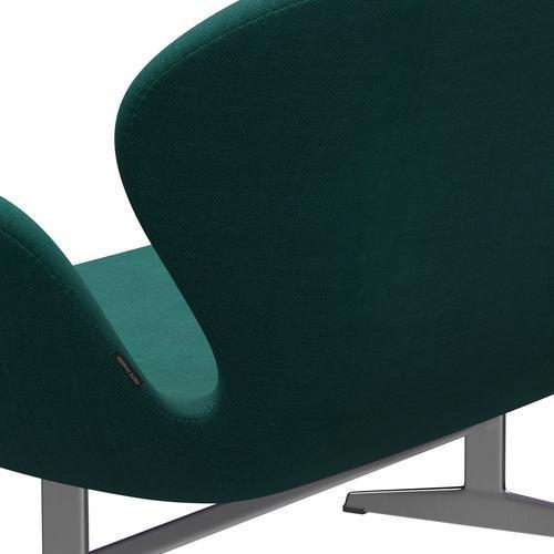 [product_category]-Fritz Hansen Swan Sofa 2 Seater, Satin Brushed Aluminium/Sunniva Green-Fritz Hansen-3321-SV953-SPAL-FRI-5