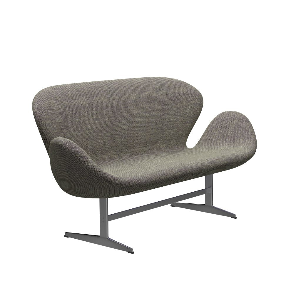 [product_category]-Fritz Hansen Swan Sofa 2 Seater, Satin Brushed Aluminium/Sunniva Light Green/Violet-Fritz Hansen-3321-SV952-SPAL-FRI-2