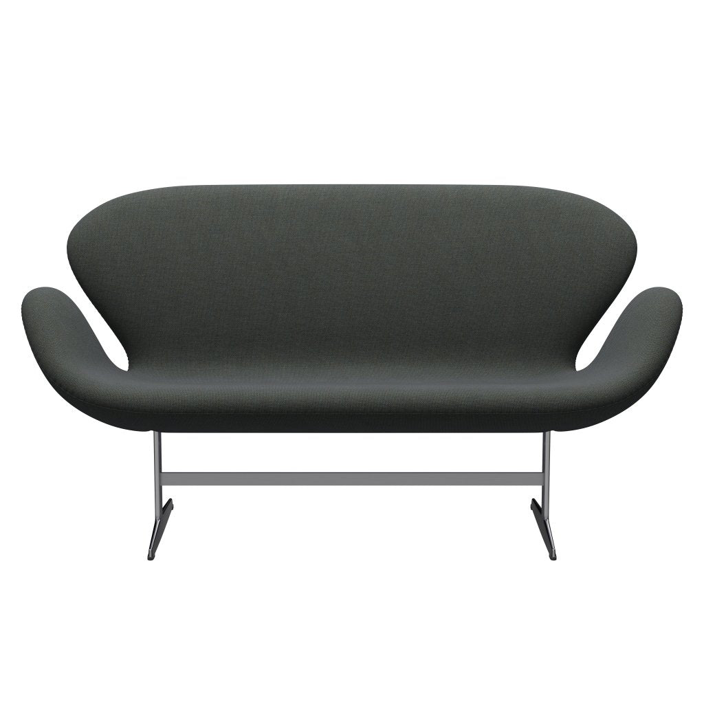 [product_category]-Fritz Hansen Swan Sofa 2 Seater, Satin Brushed Aluminium/Sunniva Navy/Olive-Fritz Hansen-3321-SV773-SPAL-FRI-1
