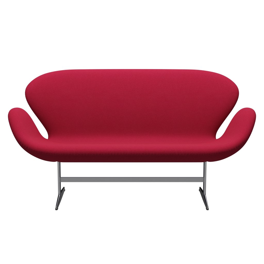 [product_category]-Fritz Hansen Swan Sofa 2 Seater, Satin Brushed Aluminium/Tonus Cherry-Fritz Hansen-3321-TON654-SPAL-FRI-1