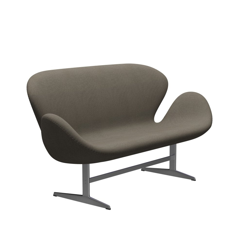 [product_category]-Fritz Hansen Swan Sofa 2 Seater, Satin Brushed Aluminium/Tonus Dusty Brown-Fritz Hansen-3321-TON613-SPAL-FRI-2