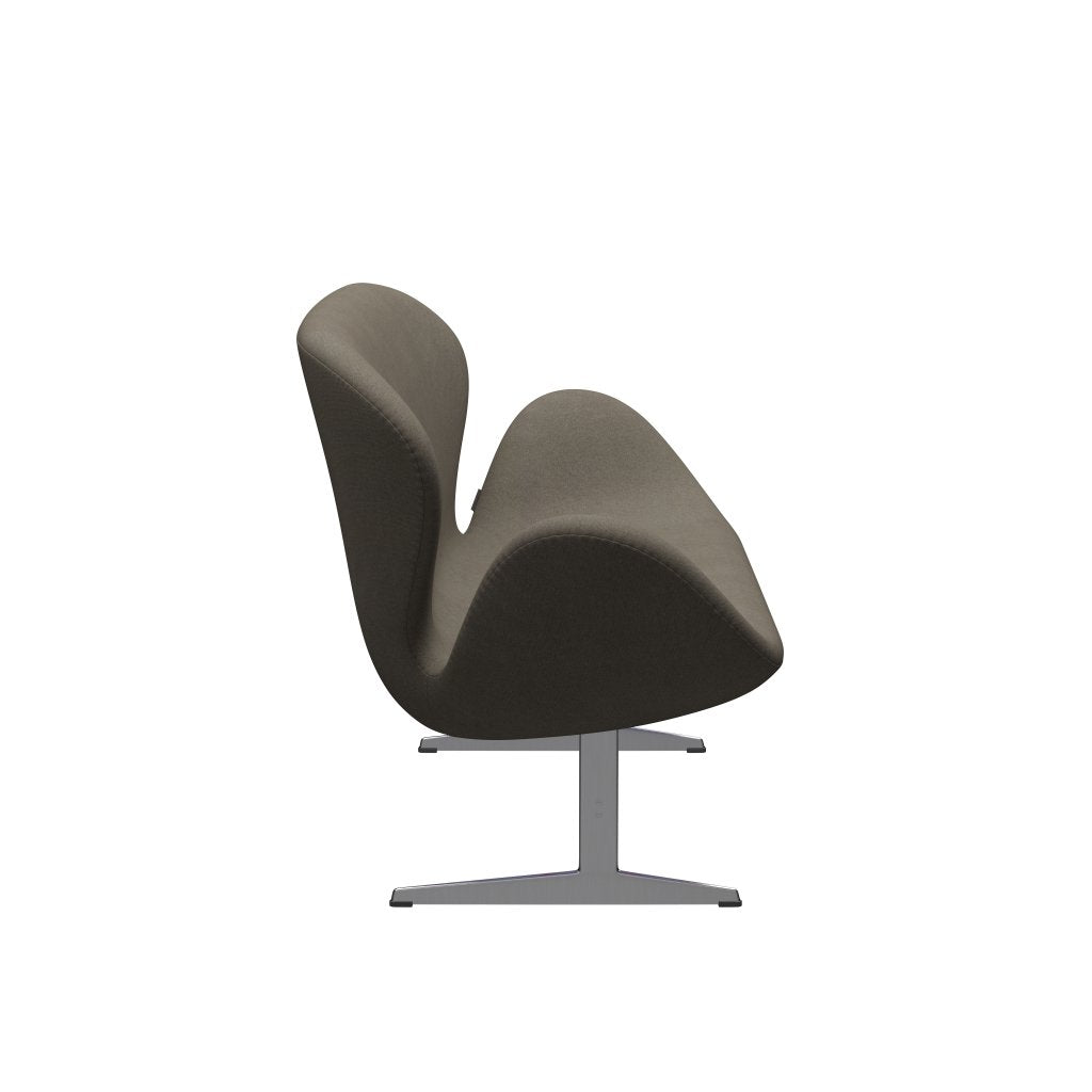[product_category]-Fritz Hansen Swan Sofa 2 Seater, Satin Brushed Aluminium/Tonus Dusty Brown-Fritz Hansen-3321-TON613-SPAL-FRI-3