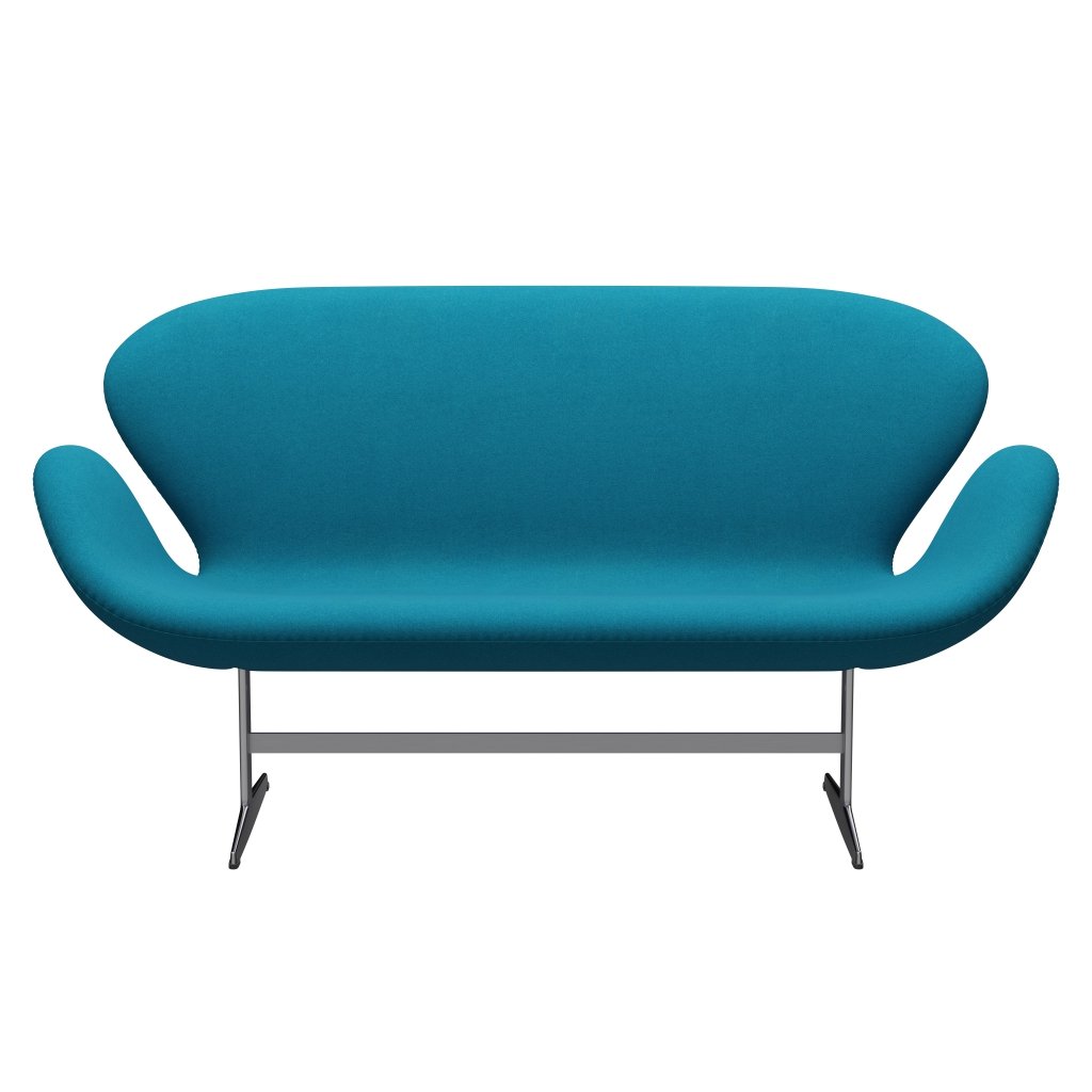 [product_category]-Fritz Hansen Swan Sofa 2 Seater, Satin Brushed Aluminium/Tonus Turquoise-Fritz Hansen-3321-TON854-SPAL-FRI-1