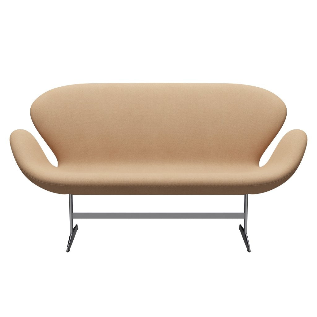 [product_category]-Fritz Hansen Swan Sofa 2 Seater, Satin Brushed Aluminium/Tonus Warm Beige-Fritz Hansen-3321-TON224-SPAL-FRI-1