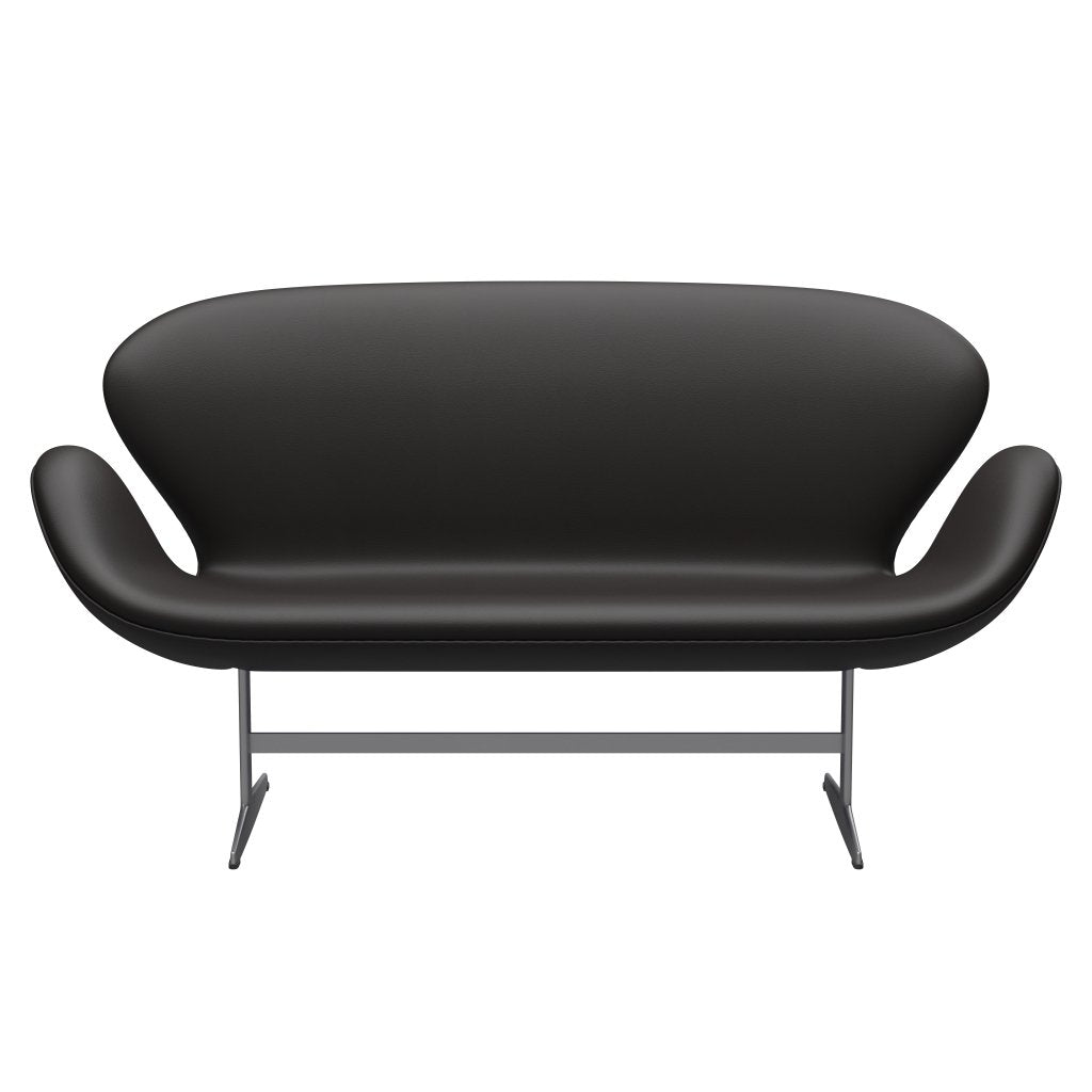 [product_category]-Fritz Hansen Swan Sofa 2 Seater, Silver Grey/Aura Black Brown-Fritz Hansen-3321-CLBBR-SGBASE-FRI-1