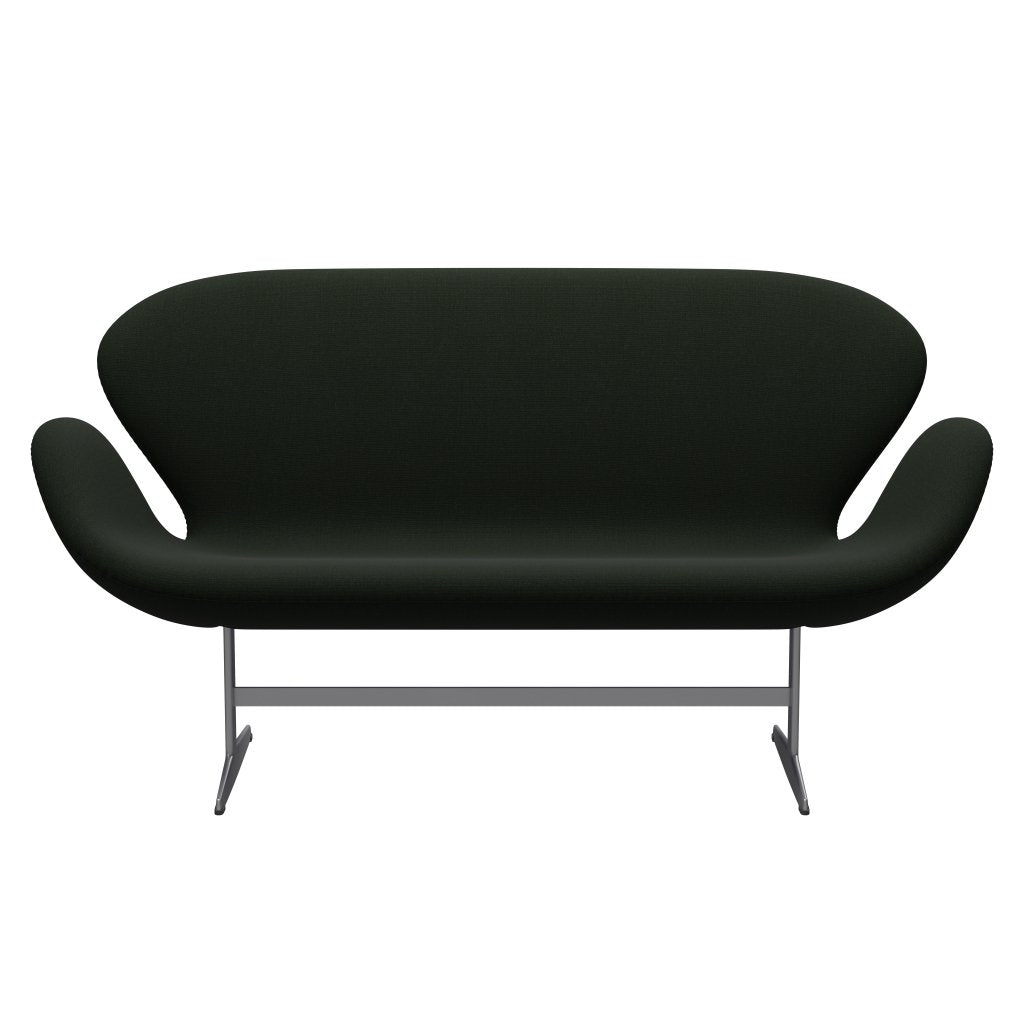 [product_category]-Fritz Hansen Swan Sofa 2 Seater, Silver Grey/Canvas Dark Green-Fritz Hansen-3321-CA0996-SGBASE-FRI-1