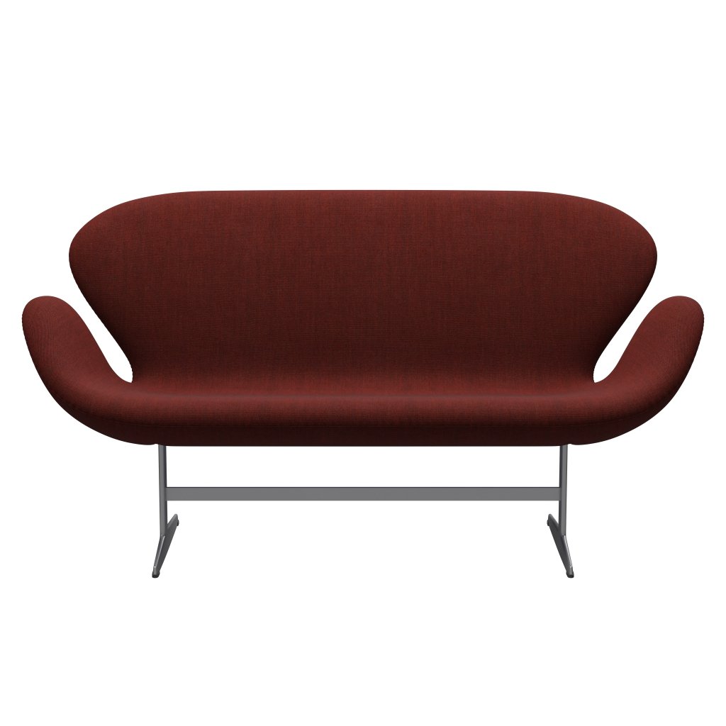 [product_category]-Fritz Hansen Swan Sofa 2 Seater, Silver Grey/Canvas Dark Red-Fritz Hansen-3321-CA0576-SGBASE-FRI-1