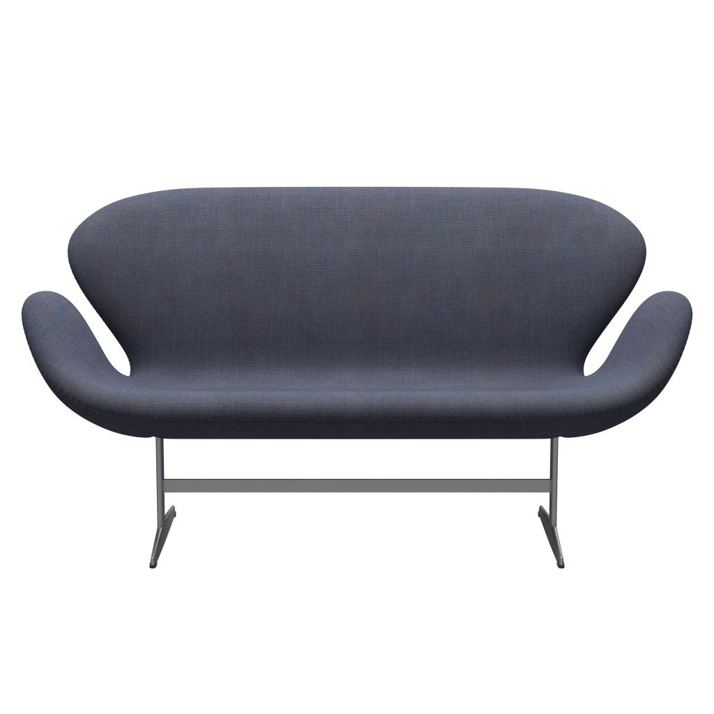 [product_category]-Fritz Hansen Swan Sofa 2 Seater, Silver Grey/Canvas Light Blue (0734)-Fritz Hansen-3321-CA0734-SGBASE-FRI-1