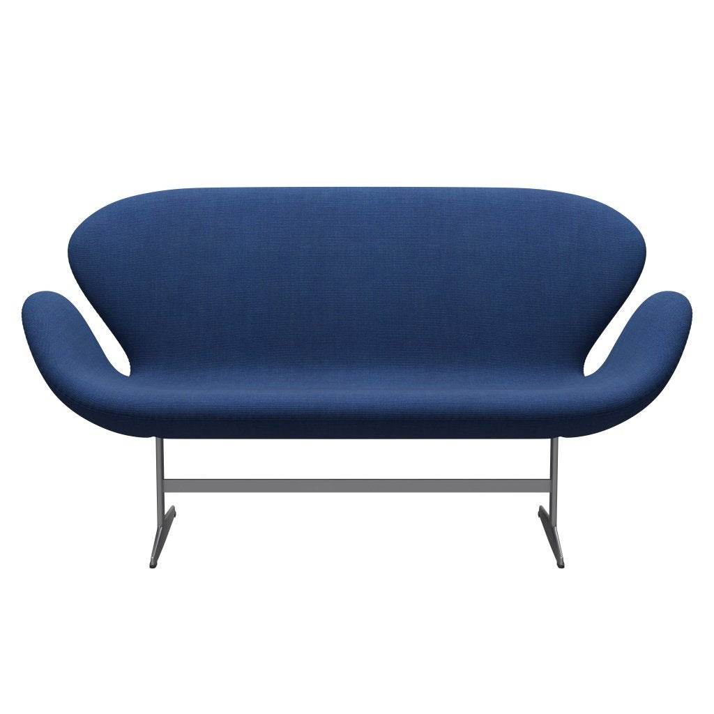 [product_category]-Fritz Hansen Swan Sofa 2 Seater, Silver Grey/Canvas Light Blue (0746)-Fritz Hansen-3321-CA0746-SGBASE-FRI-1