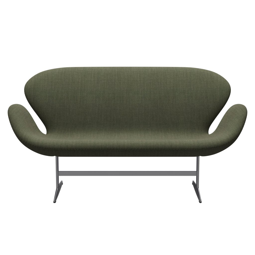 [product_category]-Fritz Hansen Swan Sofa 2 Seater, Silver Grey/Canvas Moss Green-Fritz Hansen-3321-CA0926-SGBASE-FRI-1