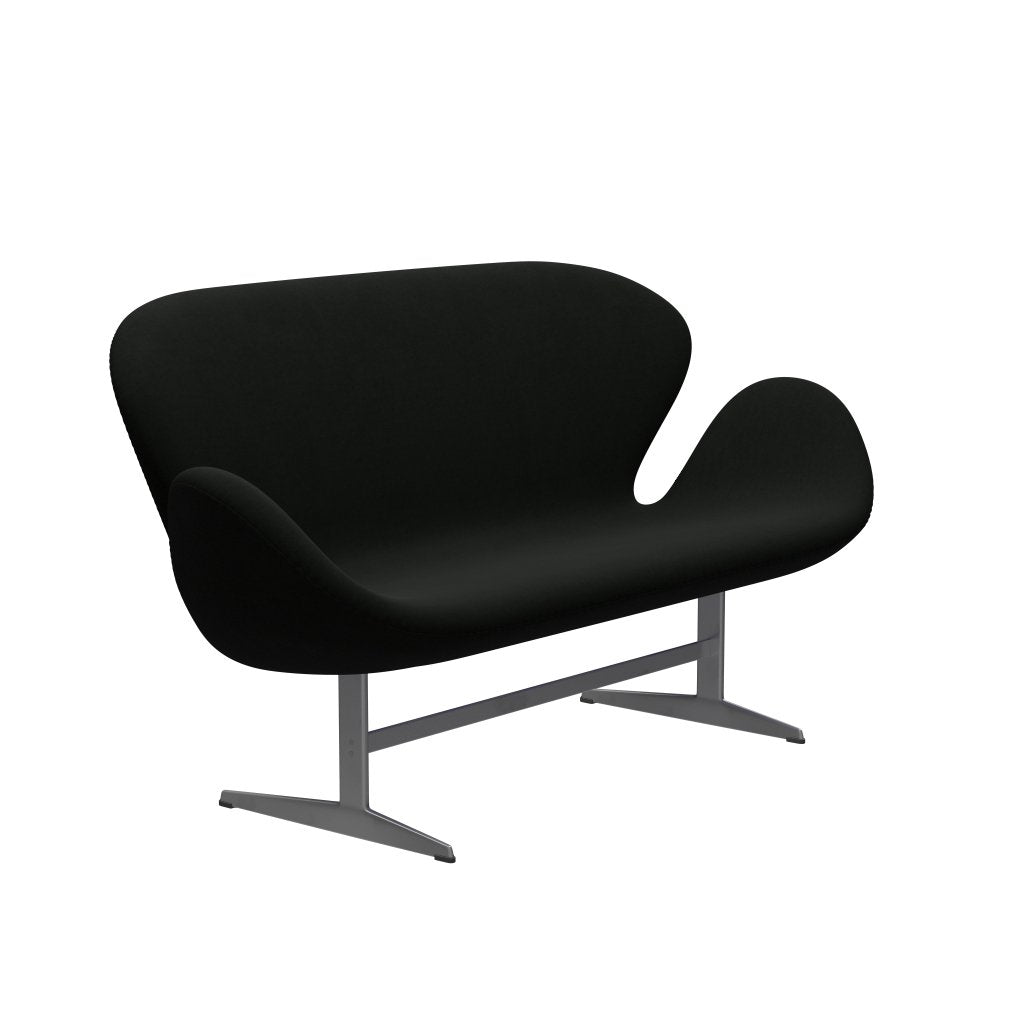 [product_category]-Fritz Hansen Swan Sofa 2 Seater, Silver Grey/Comfort Black (60009)-Fritz Hansen-3321-C60009-SGBASE-FRI-2