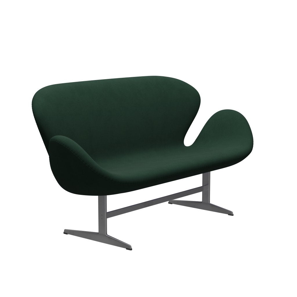 [product_category]-Fritz Hansen Swan Sofa 2 Seater, Silver Grey/Comfort Dark Green-Fritz Hansen-3321-C00018-SGBASE-FRI-2