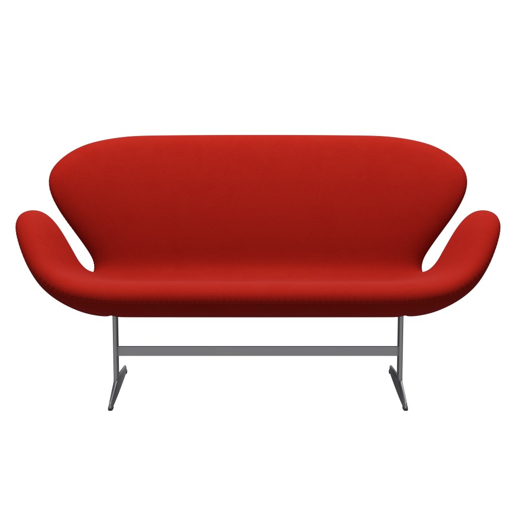 [product_category]-Fritz Hansen Swan Sofa 2 Seater, Silver Grey/Comfort Red (00026)-Fritz Hansen-3321-C00026-SGBASE-FRI-1