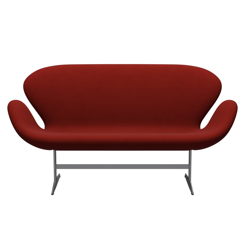 [product_category]-Fritz Hansen Swan Sofa 2 Seater, Silver Grey/Comfort Rust Red (00028)-Fritz Hansen-3321-C00028-SGBASE-FRI-1