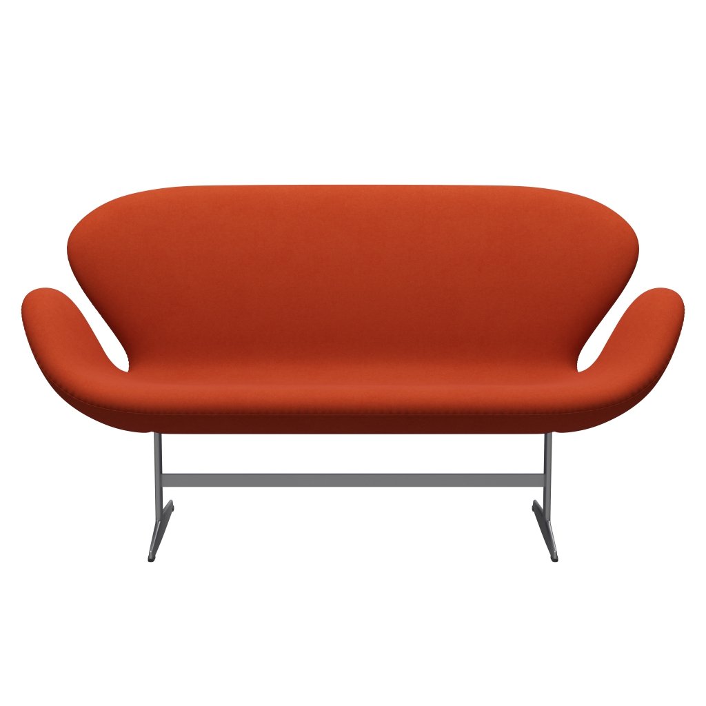 [product_category]-Fritz Hansen Swan Sofa 2 Seater, Silver Grey/Comfort Rust Red (09055)-Fritz Hansen-3321-C09055-SGBASE-FRI-1