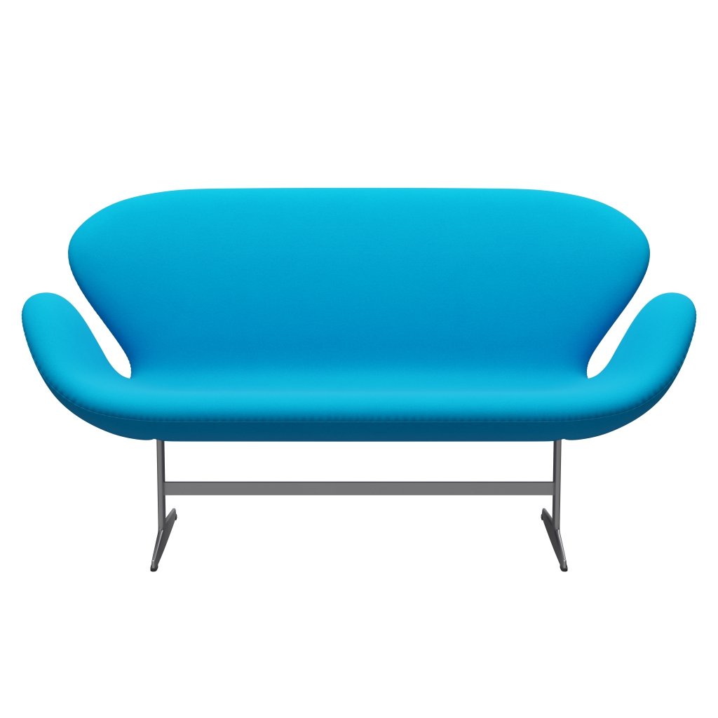 [product_category]-Fritz Hansen Swan Sofa 2 Seater, Silver Grey/Comfort Turquoise (67001)-Fritz Hansen-3321-C67001-SGBASE-FRI-1