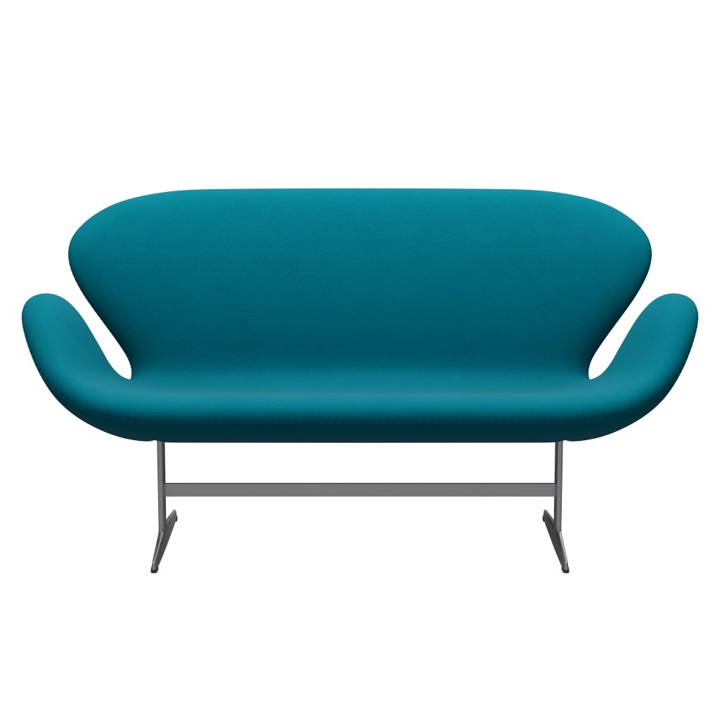 [product_category]-Fritz Hansen Swan Sofa 2 Seater, Silver Grey/Comfort Turquoise (67002)-Fritz Hansen-3321-C67002-SGBASE-FRI-1