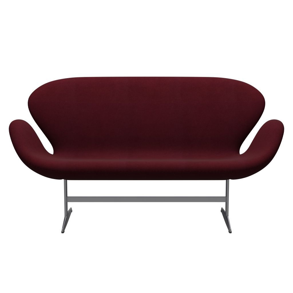 [product_category]-Fritz Hansen Swan Sofa 2 Seater, Silver Grey/Divina Aubergine (671)-Fritz Hansen-3321-DIV671-SGBASE-FRI-1