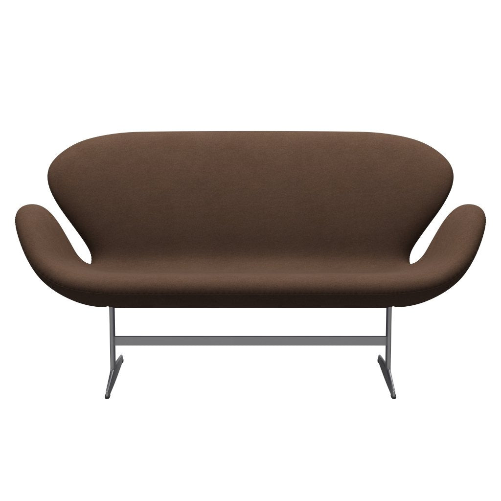 [product_category]-Fritz Hansen Swan Sofa 2 Seater, Silver Grey/Divina Dark Brown (356)-Fritz Hansen-3321-DIV356-SGBASE-FRI-1