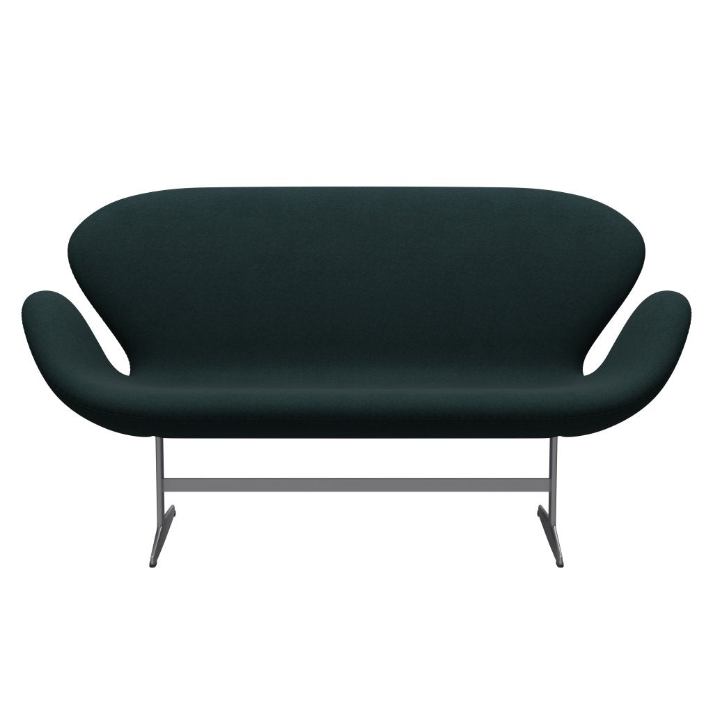 [product_category]-Fritz Hansen Swan Sofa 2 Seater, Silver Grey/Divina Dark Green (886)-Fritz Hansen-3321-DIV886-SGBASE-FRI-1